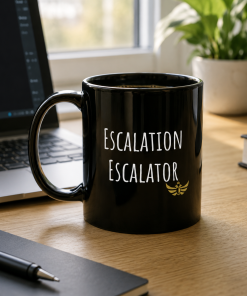 Alternative view of "Escalation Escalator"<br> Meme Ceramic Mug <br> Black