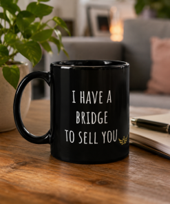 Alternative view of "I Have a Bridge to Sell You"<br> Meme Ceramic Mug <br> Black