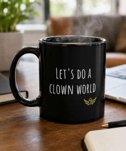 Alternative view of "Let's Do A Clown World"<br> Meme Ceramic Mug <br>Black