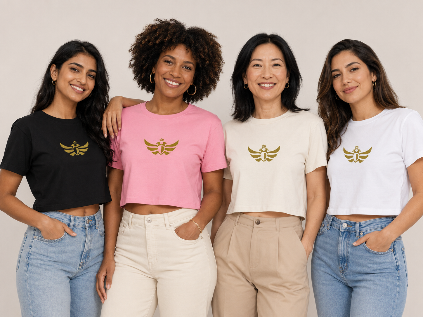 The Duran Large Gold Eagle Crop T-shirt Women