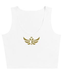 The Duran Large Gold Eagle White Crop Top | Women