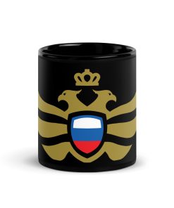 Russia Shield <br> Gold Eagle <br> Black Ceramic Mug