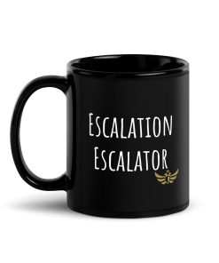"Escalation Escalator", Meme Ceramic Mug | Black
