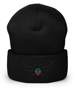 Alternative view of Ethiopia Shield Black Eagle Cuffed Beanie