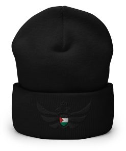 Alternative view of Palestine Shield <br> Black Eagle Cuffed Beanie