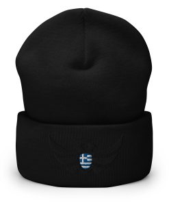 Alternative view of Greece Shield <br> Black Eagle Cuffed Beanie