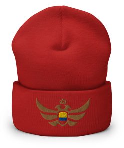 Colombia Shield Gold Eagle Cuffed Beanie