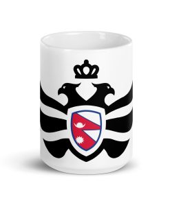 Nepal Shield Black Eagle White Ceramic Mug
