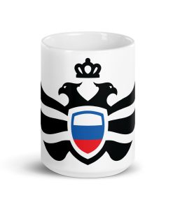 Russia Shield <br> Black Eagle <br> White Ceramic Mug