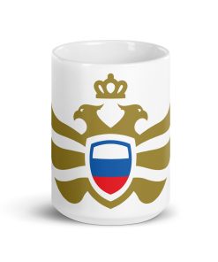 Russia Shield <br> Gold Eagle <br> White Ceramic Mug