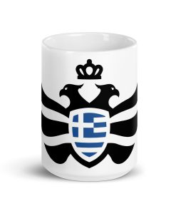 Greece Shield <br> Black Eagle <br> White Ceramic Mug