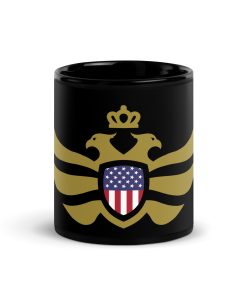 USA Shield <br> Gold Eagle <br> Black Ceramic Mug