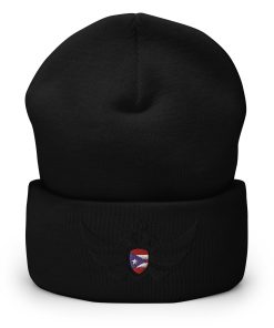Alternative view of Puerto Rico Shield Black Eagle Cuffed Beanie