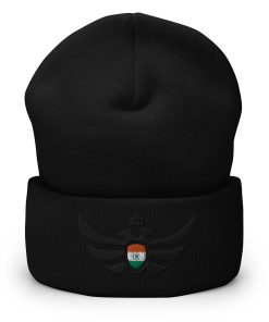 Alternative view of India Shield Black Eagle Cuffed Beanie