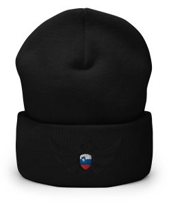 Alternative view of Slovenia Shield Black Eagle Cuffed Beanie