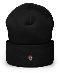 Alternative view of Lebanon Shield Black Eagle Cuffed Beanie