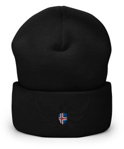 Alternative view of Iceland Shield Black Eagle Cuffed Beanie