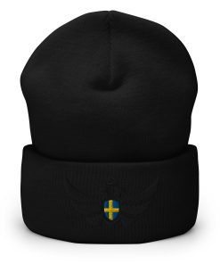 Alternative view of Sweden Shield <br> Black Eagle Cuffed Beanie
