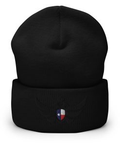 Alternative view of Texas Shield <br> Black Eagle Cuffed Beanie