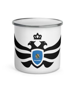 Oklahoma Shield <br> Black Eagle Enamel Mug