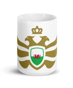 Wales Shield Gold Eagle White Ceramic Mug