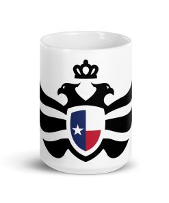 Texas Shield <br> Black Eagle <br> White Ceramic Mug