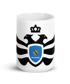 Oklahoma Shield <br> Black Eagle <br> White Ceramic Mug