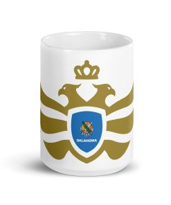 Oklahoma Shield <br> Gold Eagle <br> White Ceramic Mug
