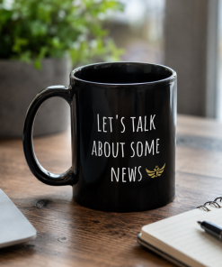 Alternative view of "Let's Talk About Some News"<br> Meme Ceramic Mug <br> Black