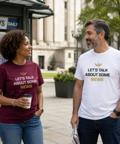 Alternative view of "Let's Talk About Some News"<br> Meme T-shirt<br> Men | Women