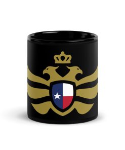 Texas Shield <br> Gold Eagle <br> Black Ceramic Mug