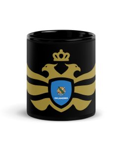 Oklahoma Shield <br> Gold Eagle <br> Black Ceramic Mug