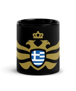 Greece Shield <br> Gold Eagle <br> Black Ceramic Mug