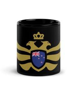 New Zealand Shield <br> Gold Eagle Black Ceramic Mug