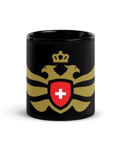 Switzerland Shield <br> Gold Eagle Black Ceramic Mug